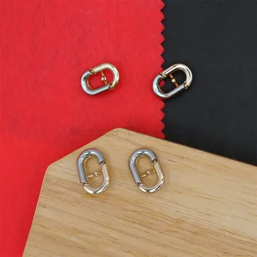 [61723 Gold & Nontoxic Wht] Gold-Plated Oval Clasp Two-Part Metal Button