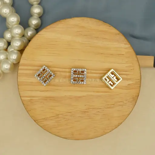 [97023 CRYSTAL LIGHT GOLD] Light Gold Plated Square Shape Crystal Button