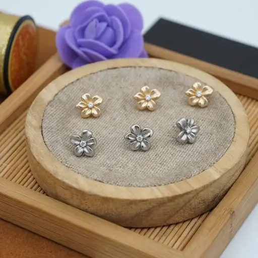 Centre Stone Flower Design Shirt Button