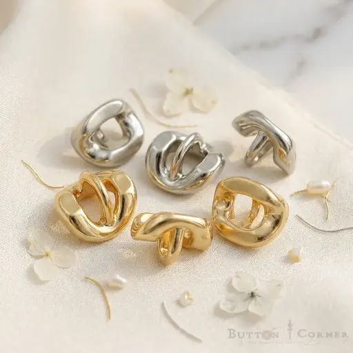 Irregular Shape Ring Style Metal Shank Button