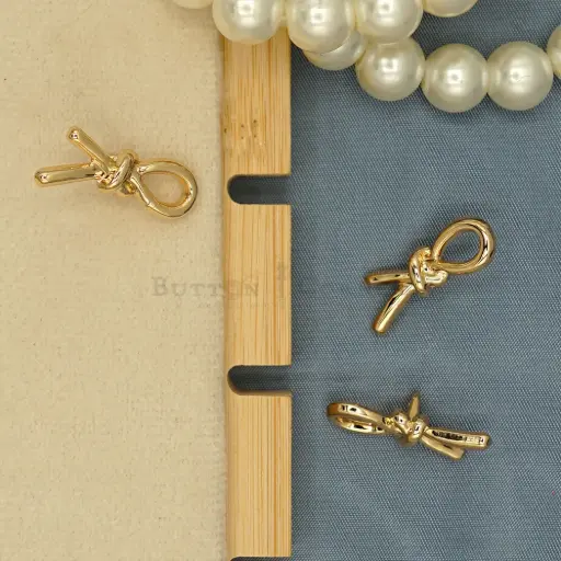 [61720 GOLD] Elegant Bow Knot Shape Metal Button