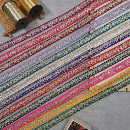 Fancy Metallic Yarn Sequence Lace
