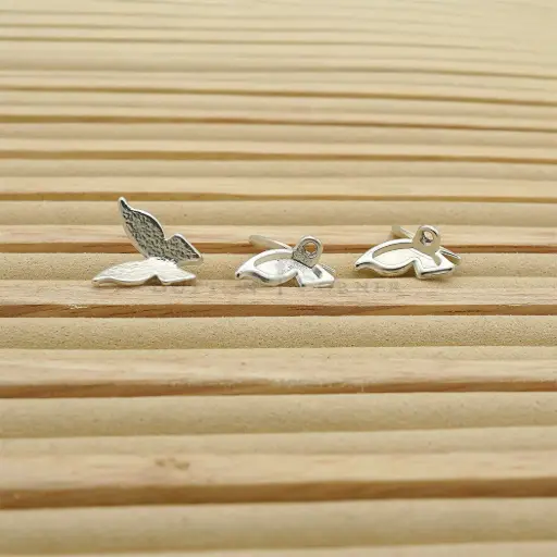 [74787 SILVERY MATT] Silver Plated Butterfly Shape Metal Button