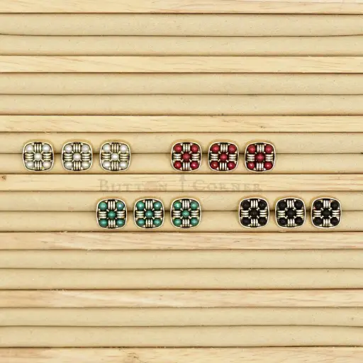 Gold-Plated Square-Shaped Pearl Shank Button
