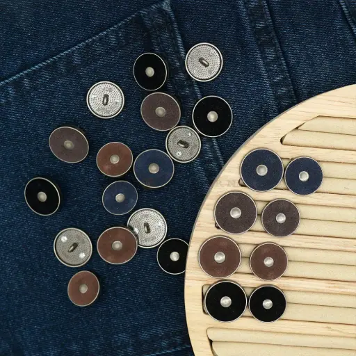 Velvet Surface Downhole Loop Metal Suiting Button