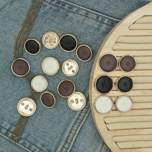 Gold Plated Leather Texture Suiting Button