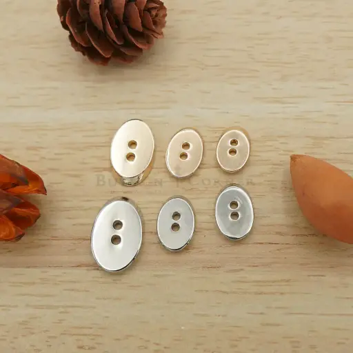 Shiny Smooth Oval Shape 2 Hole Metal Button
