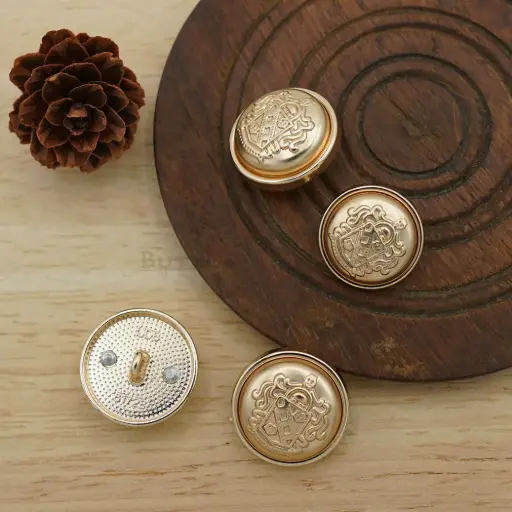 Gold-Plated Crown Shield Two-Part Metal Suiting Button