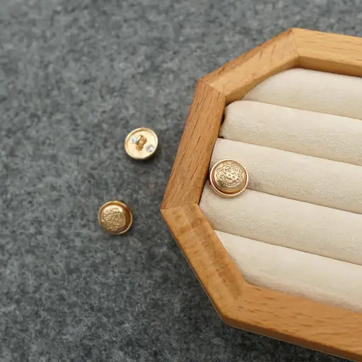 [61726 GOLD] Gold Plated Crown Shield Shirt Button