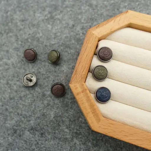 Gun Black Plated Crown Shield Shirt Button