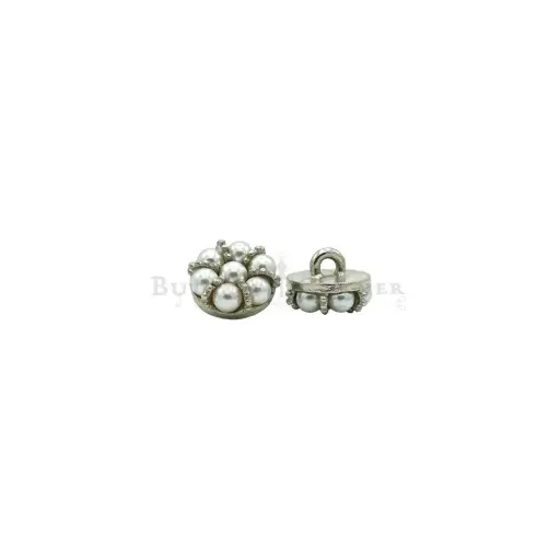 [BC-3/61765 BAIYUN] Silver Base Pearl Rhinestones Button