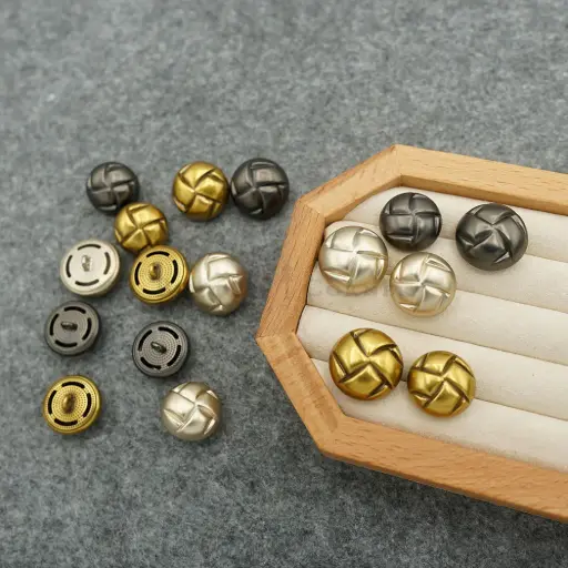 Hemline Leather Style Metal Shank Button
