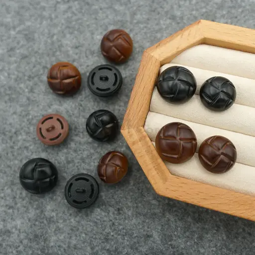 Paint-Coated Hemline Leather-Style Metal Shank Button