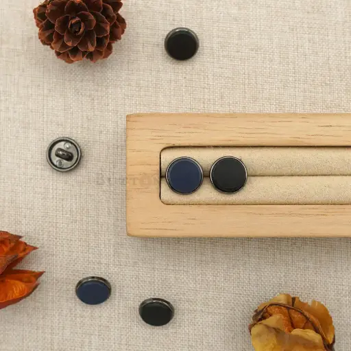 Gun Black Base Flat 2 Part Classic Shirt Button