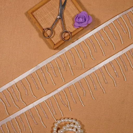 Fancy Pearl & Crystal Hanging Lace