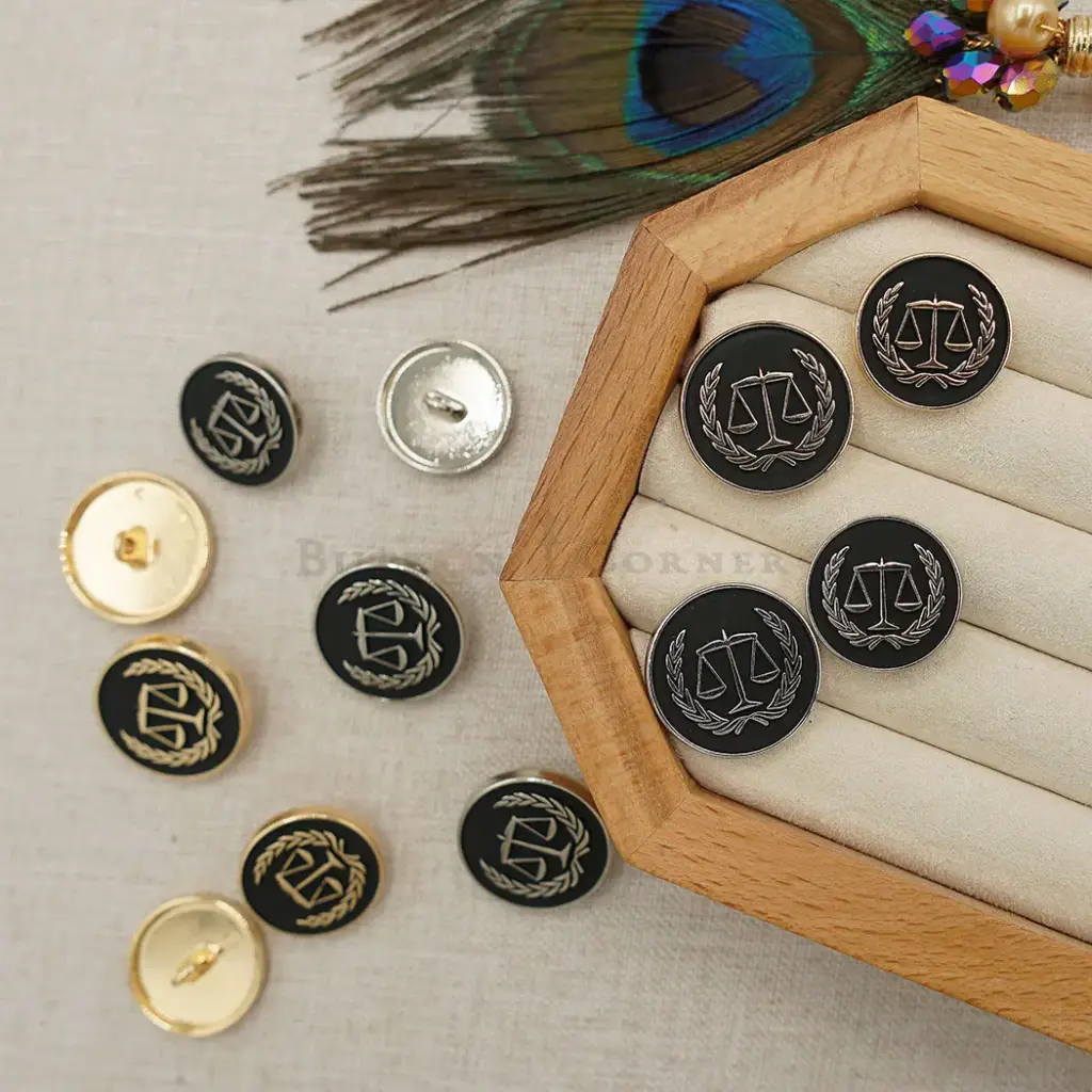 Scales Of Justice Round Suiting Button