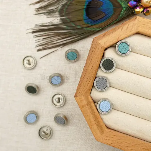 Pearl Lat Plated Braided Border Dotted Shirt Button