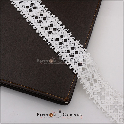 [ALN264 WHITE] Double Side Border Shuttle Lace