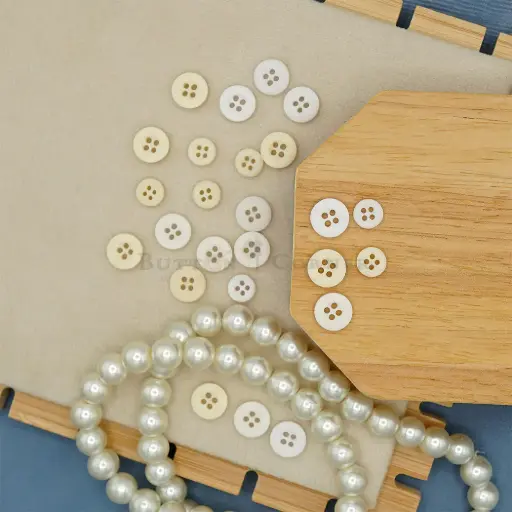 Rounded Rim 4-Hole Polyester Shirt Button
