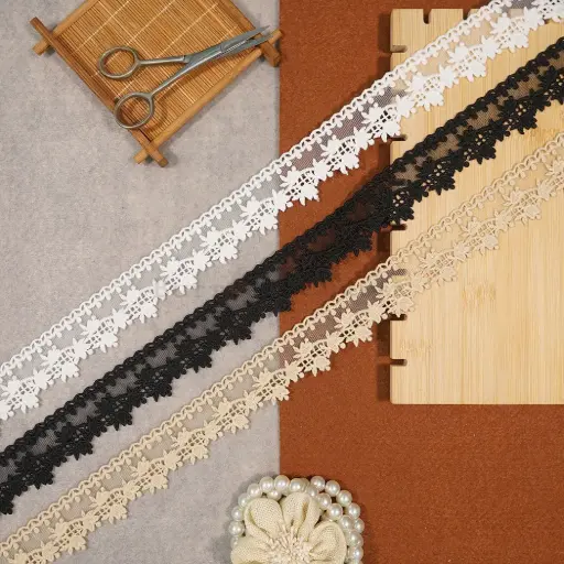 One Side Border Shuttle Net Lace