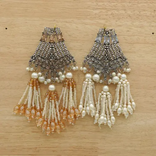 Ancient Silver Plated Fancy Kundan Tassel