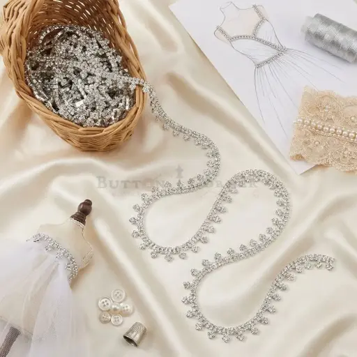 [MKB-282 CRYSTAL WHT] Crystals Rhinestone Fancy Chain