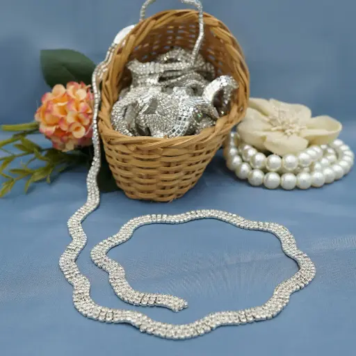 [MKB-284 CRYSTAL WHT] Crystals Rhinestone Fancy Zigzag Chain