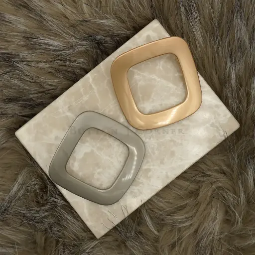 Elegant Curve Square Shape Oversized Metal Button