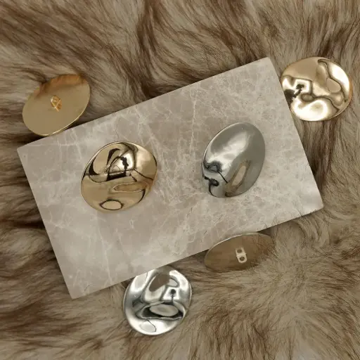 Oval Shape Rough Surface Metal Button
