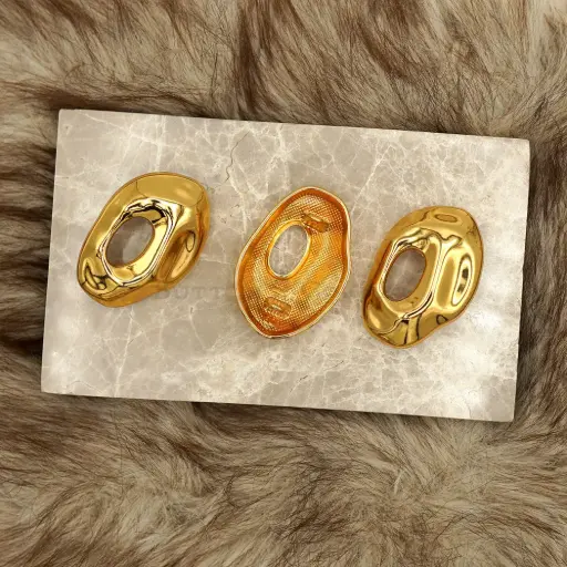 [61572 BLACK TEA GOLD] Wave Pattern Hollow Metal Button