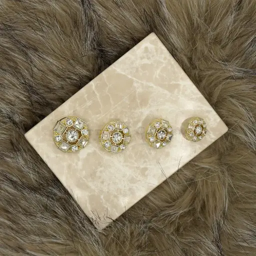 Light Gold Plated Round Cut Diamonds Shank Button