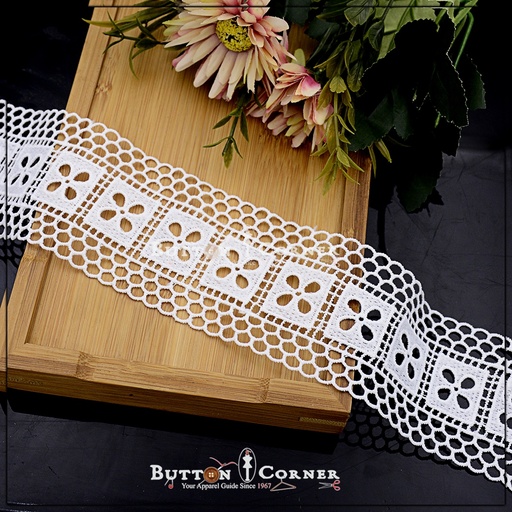 [ALN190-WHITE] Double Side Border Shuttle Lace