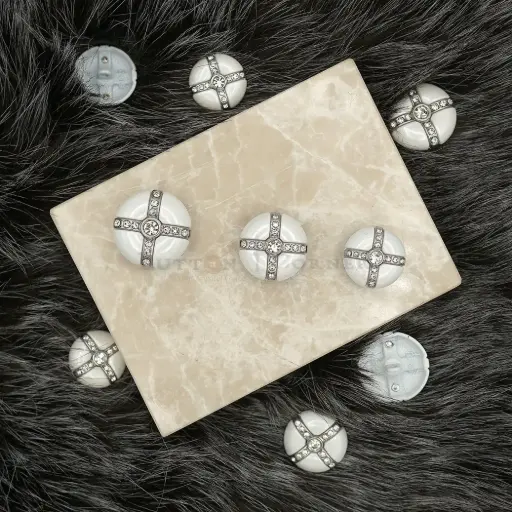 Vintage Enamel Rhinestone Shank Button