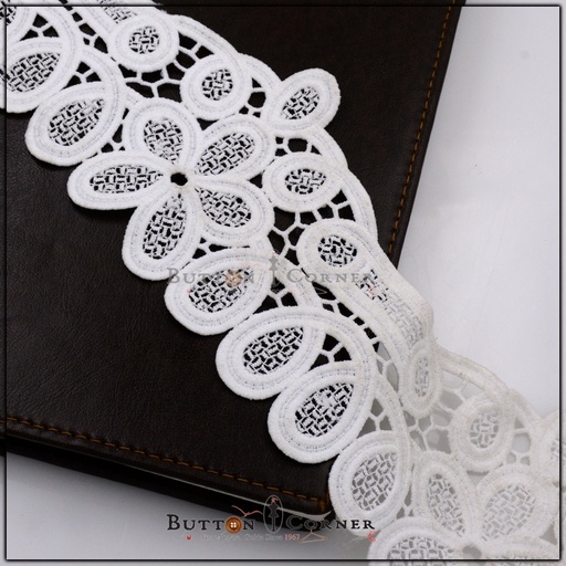 [ALN281-WHITE] Shuttle Applique Lace