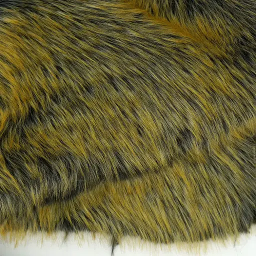[FURR4909 BLACK YELLOW] Black Dyed Yellow Old Faux Pile Fur Fabric 