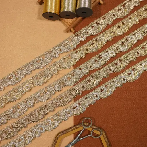 Fancy Metallic Yarn Sequence Lace