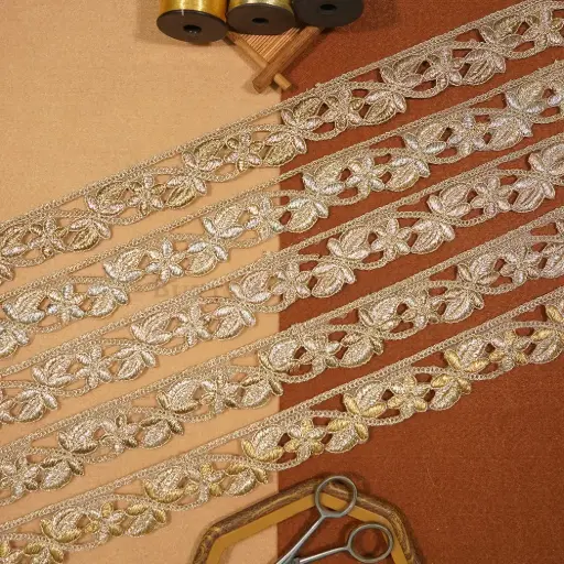 Fancy Metallic Yarn Sequence Lace