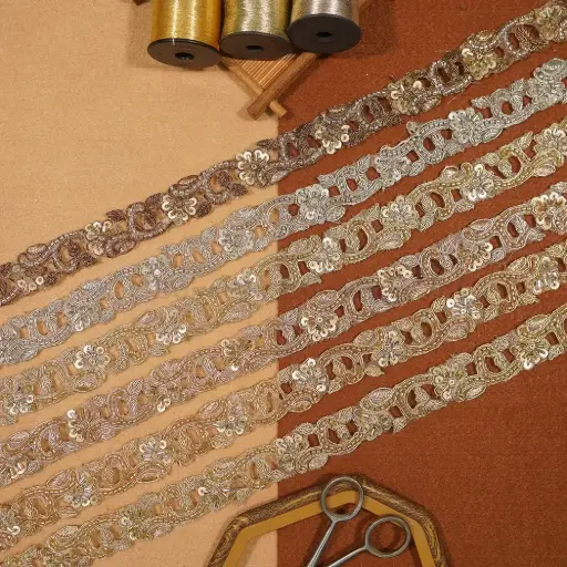 Fancy Glass Beads Sequence Lace
