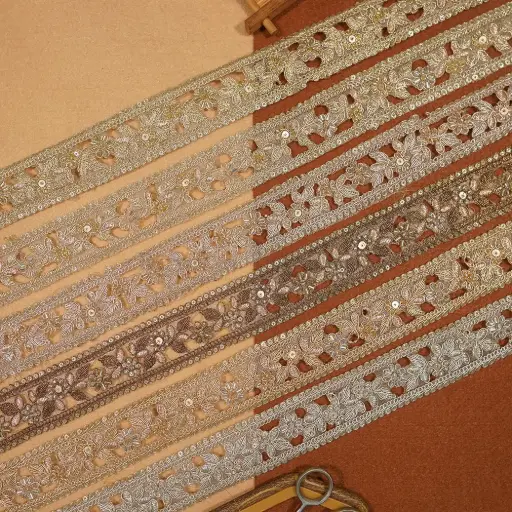Fancy Glass Beads Sequence Lace