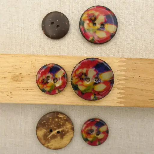 UV Glass Coated Floral Coconut Button