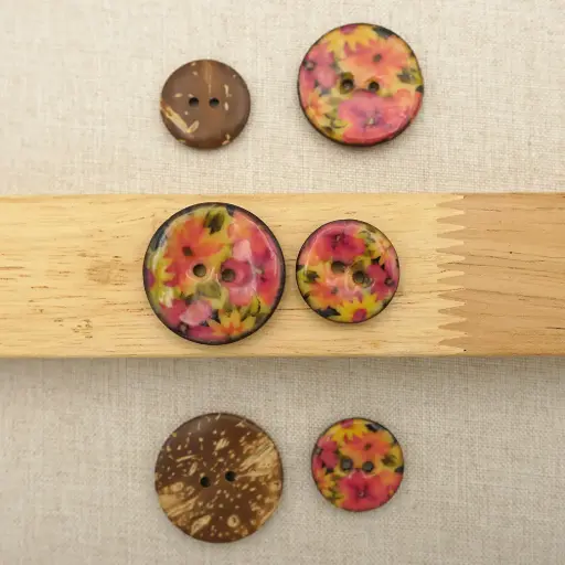 UV Glass Coated Floral Coconut Button