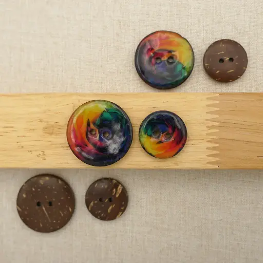 UV Glass Coated Rose Rainbow Coconut Button