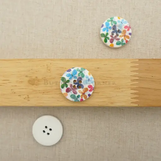 [WBP191-36L] Butterfly Print 4 Hole Wooden Button