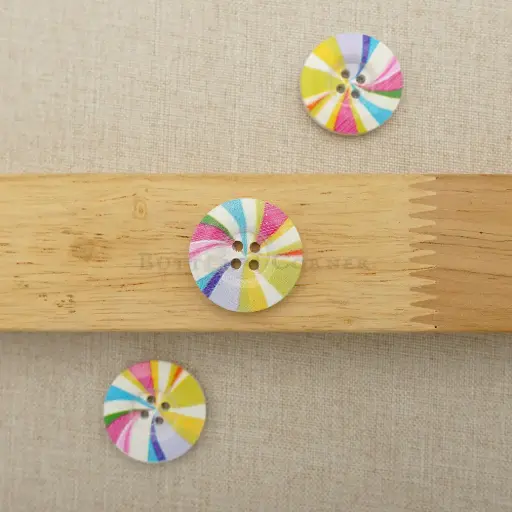 [WBP193-36L] Pinwheel Print 4 Hole Wooden Button