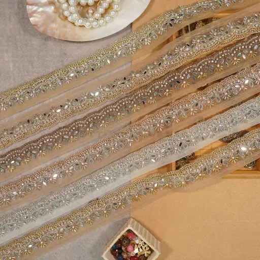 Fancy Glass Beads, Stone, Mirror Lace
