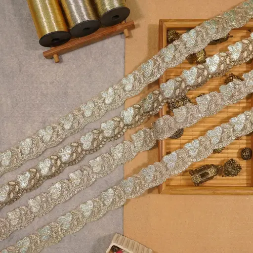 Fancy Metallic Yarn Sequence Lace