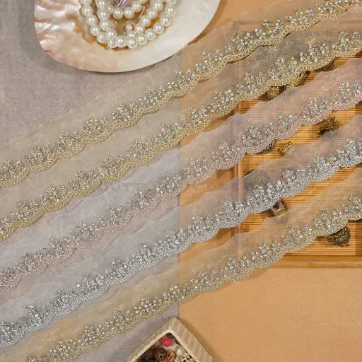 Metallic Yarn, Stone, Fancy Lace