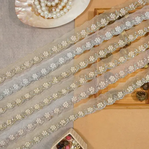 Metallic Yarn, Pearl, Stone, Fancy Lace