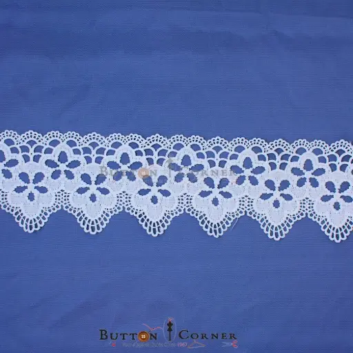 [D22577 WHITE] Zigzag Border Shuttle Scallop Lace