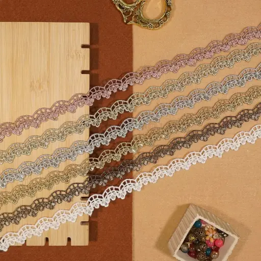 Metallic Yarn Zari Sequence Lace